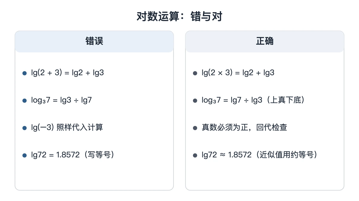对数运算四个错误写法与正确写法